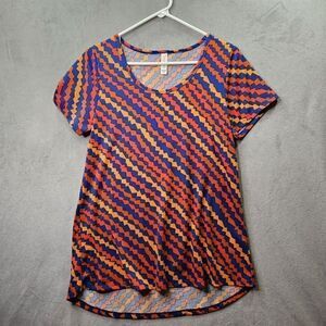 LuLaRoe Classic Tee Shirt Womens Small Red Tunic Striped Swing Top